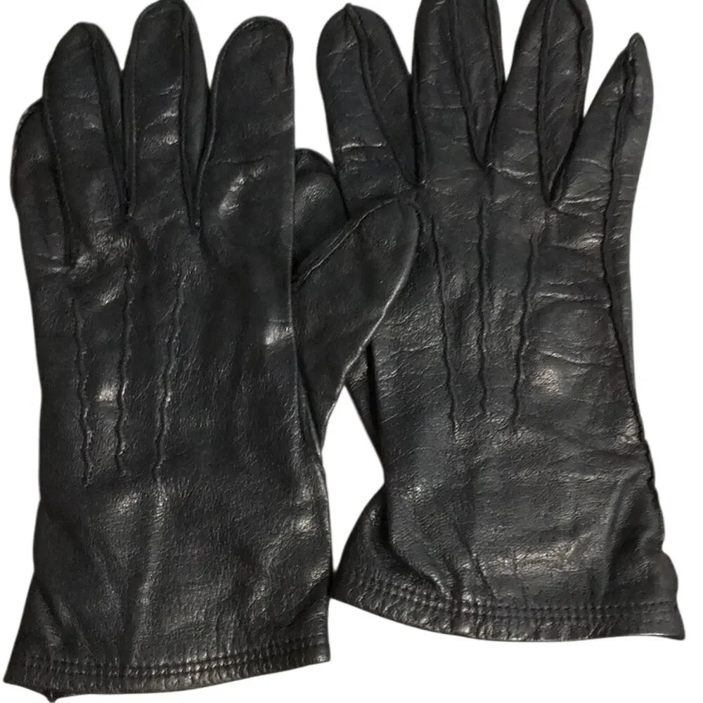 Vintage Kerrybrooke Sears Black Leather Gloves Size Medium